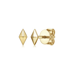 14K Yellow Gold Pyramid Stud Earrings thumbnail 1