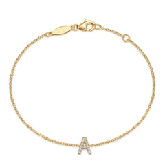 14K Yellow Gold Chain Bracelet with A Diamond Initial thumbnail 1