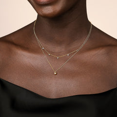 14K White & Yellow Gold Diamond Droplet Necklace thumbnail 5