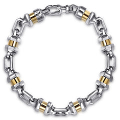 Chain Bracelet Cylinder Spacer 925 Sterling Silver and 14K Yellow Gold thumbnail 1