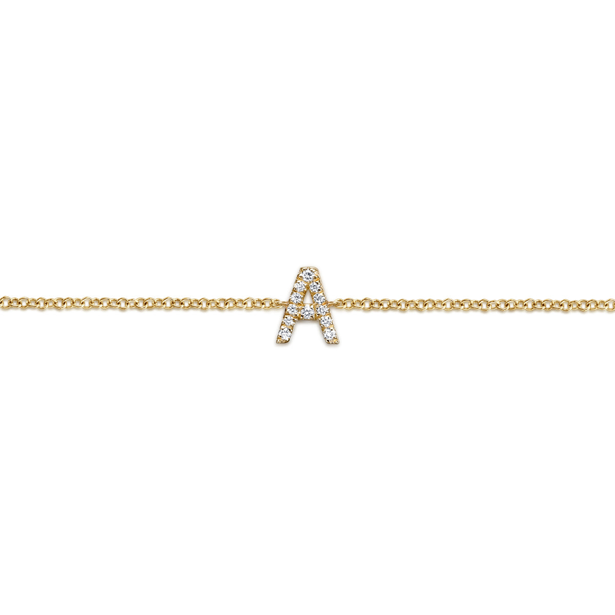 14K Yellow Gold Chain Bracelet with A Diamond Initial - View 2