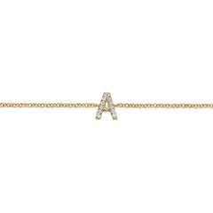14K Yellow Gold Chain Bracelet with A Diamond Initial thumbnail 2