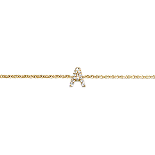 Bracelet chaîne 14K avec initiale en diamant