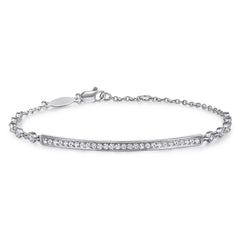 14K White Gold Pavé Diamond Bar Tennis Bracelet thumbnail 1