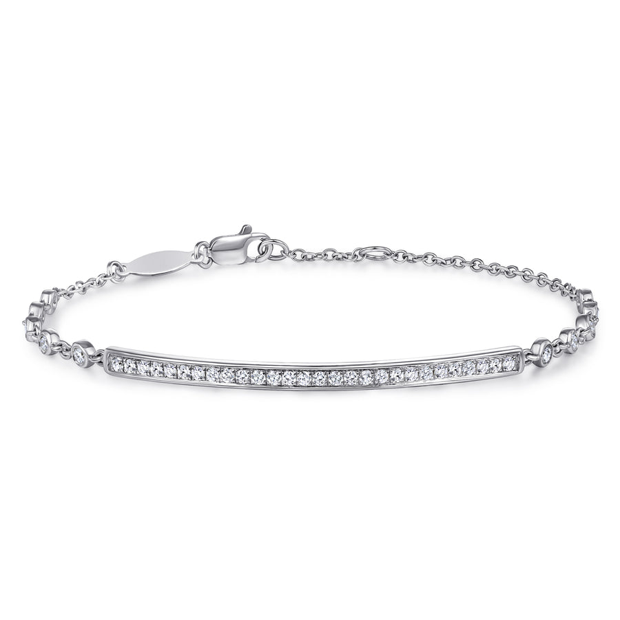 14K White Gold Pavé Diamond Bar Tennis Bracelet