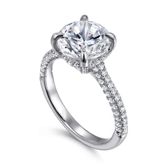 14K Gold Round Pavé Diamond Engagement Ring thumbnail 3