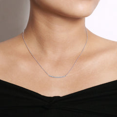14K White Gold Diamond Pavé Curved Bar Necklace thumbnail 3