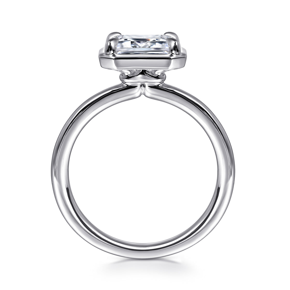 14K White Gold Emerald Cut Diamond Engagement Ring - View 2