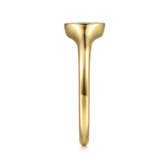 14K Yellow Gold Cluster Pavé Diamond Signet Promise Ring thumbnail 4