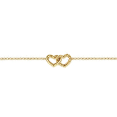 14K Yellow Gold Hearts Chain Bracelet thumbnail 2