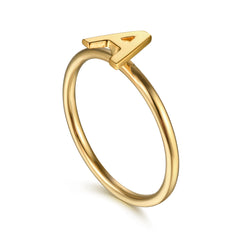 14K Yellow Gold Initial A Stackable Ring thumbnail 3