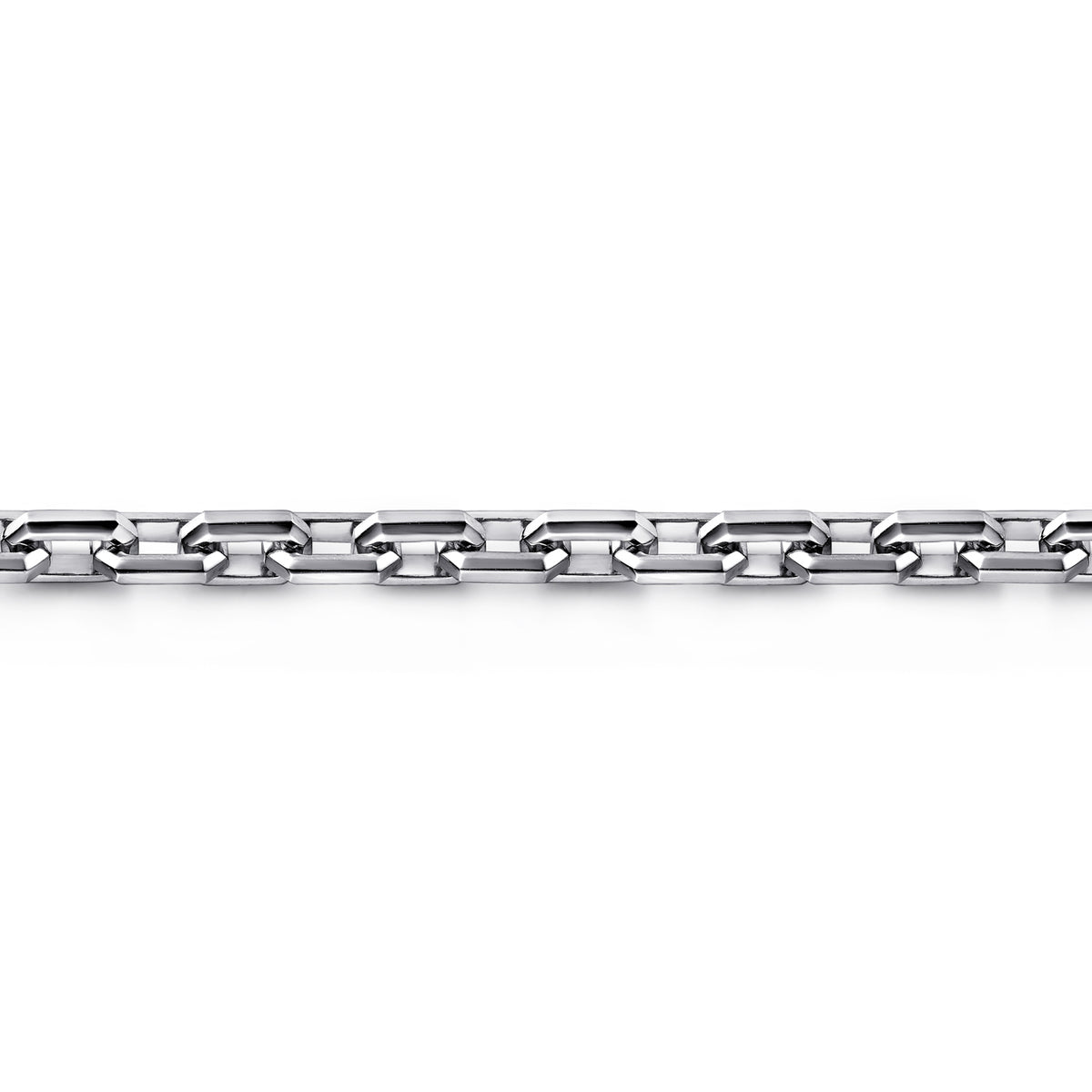 5.50mm 925 Sterling Silver Men's Solid Faceted Link Chain Bracelet - View 2