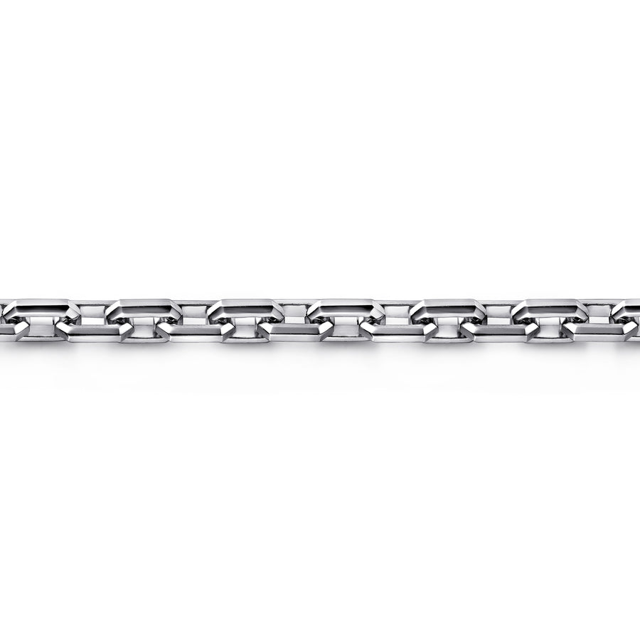 5.50mm 925 Sterling Silver Men's Solid Faceted Link Chain Bracelet