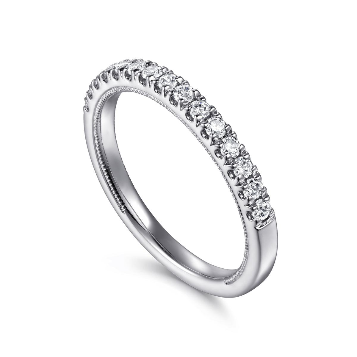 14K White Gold Diamond Matching Wedding Band - View 3