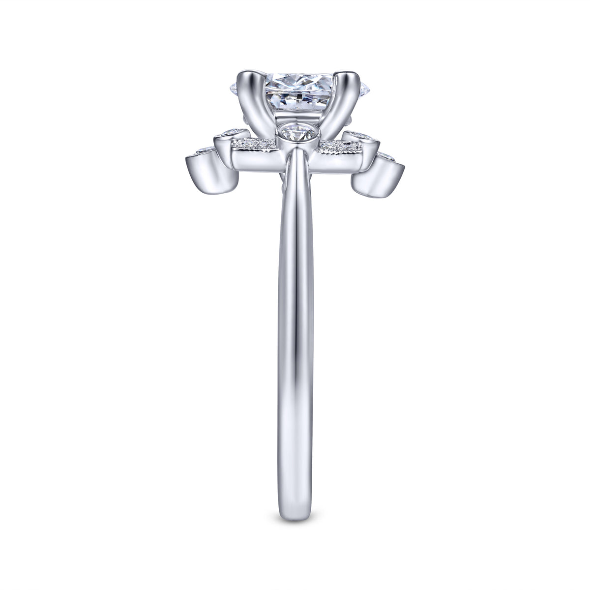 Art Deco Oval Halo Diamond Engagement Ring - View 6
