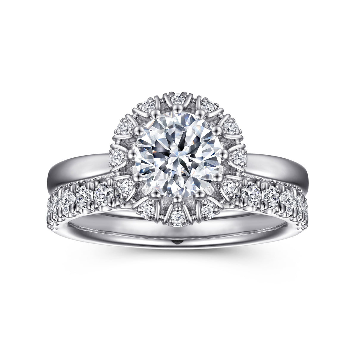 14K White Gold Diamond Matching Wedding Band - View 4