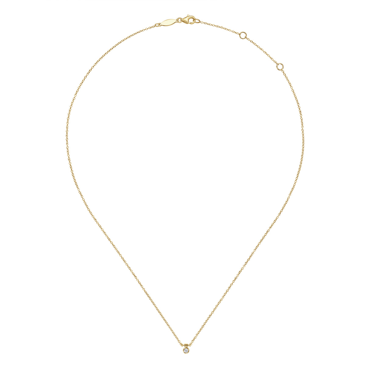 14K Yellow Gold Bezel Set Diamond Pendant Necklace - Wove (view 2) - View 2