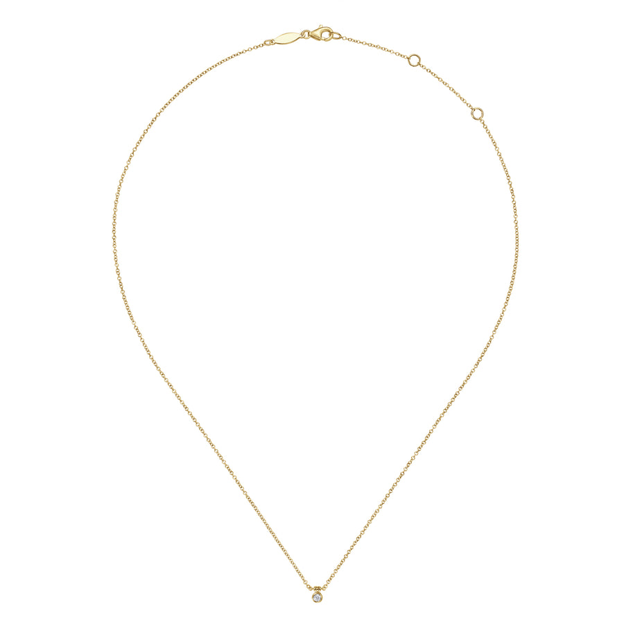 14K Yellow Gold Bezel Set Diamond Pendant Necklace