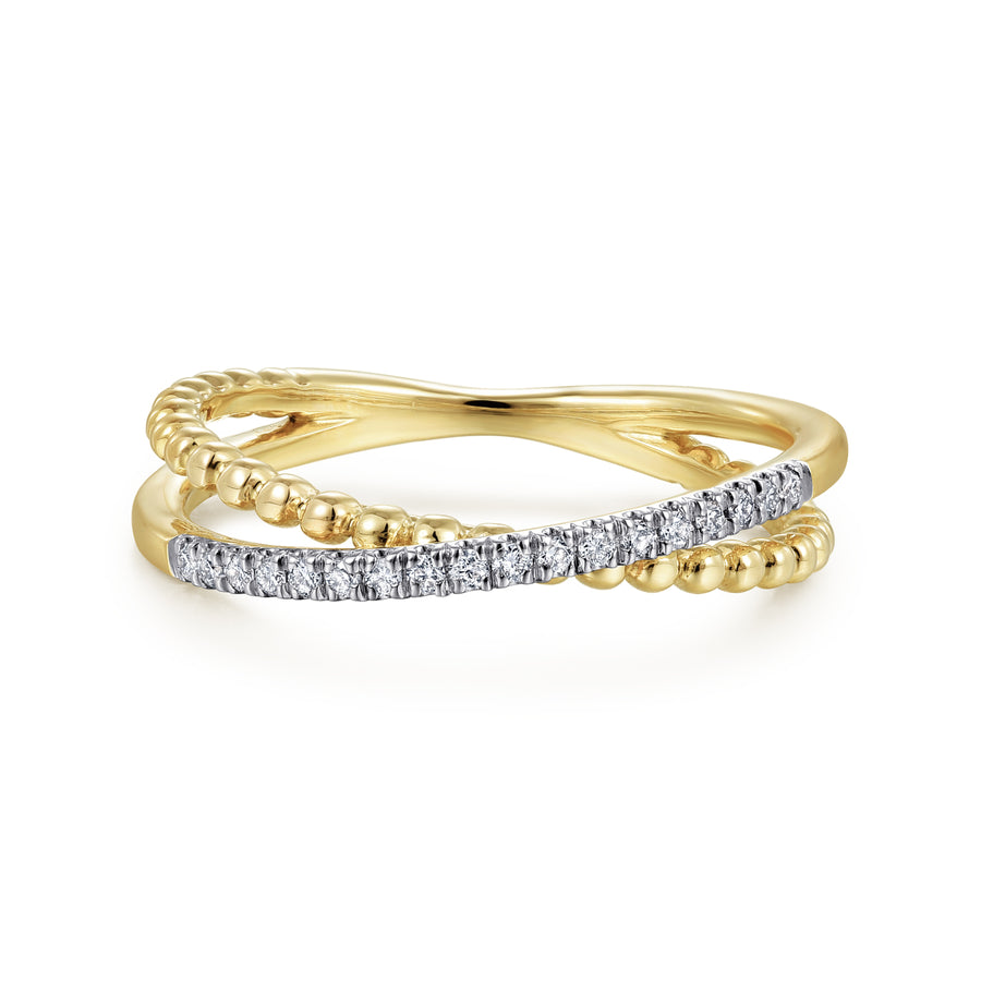 14K Yellow Gold Diamond Stackable Ring