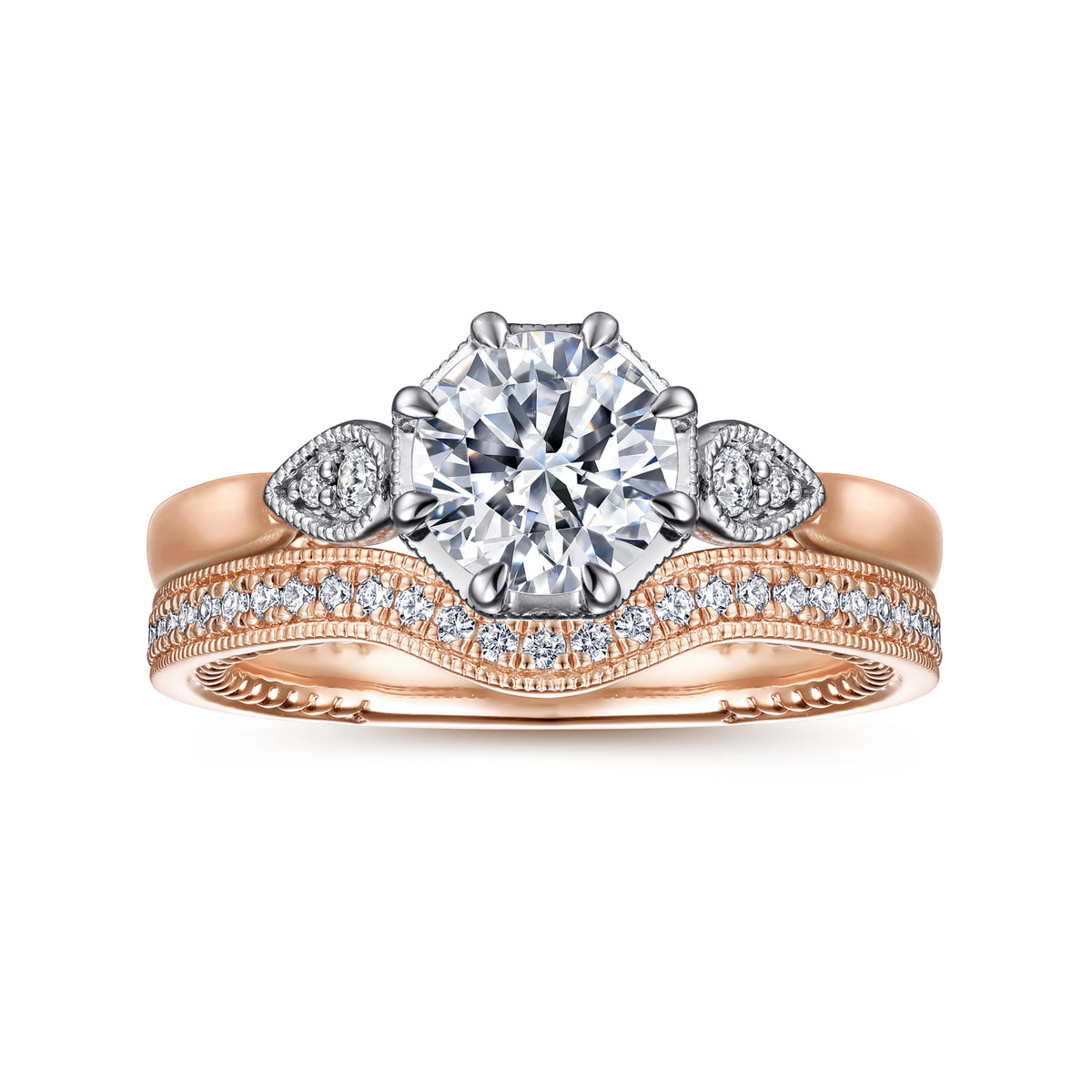 14K Gold Round Diamond Channel Set Engagement Ring - View 4