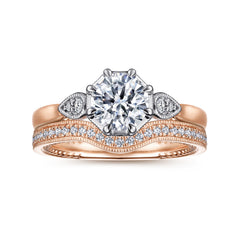 14K Gold Round Diamond Channel Set Engagement Ring thumbnail 4