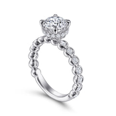 Vintage Inspired 14K White Gold Round Diamond Engagement Ring thumbnail 3