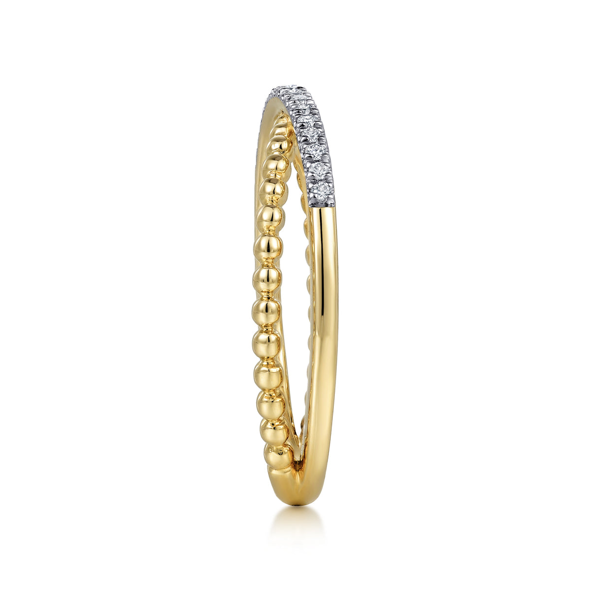 14K Yellow Gold Diamond Stackable Ring - View 4