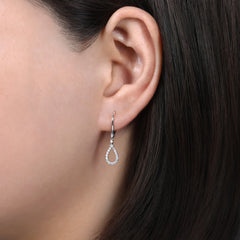 14K White Gold Pear Shaped Diamond Drop Earrings thumbnail 2