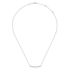14K White Gold Diamond Pavé Curved Bar Necklace thumbnail 2