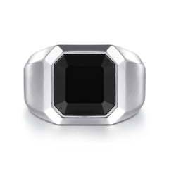 925 Sterling Silver Onyx Signet Ring thumbnail 1