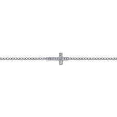 14K White Gold Diamond Cross Bracelet thumbnail 2