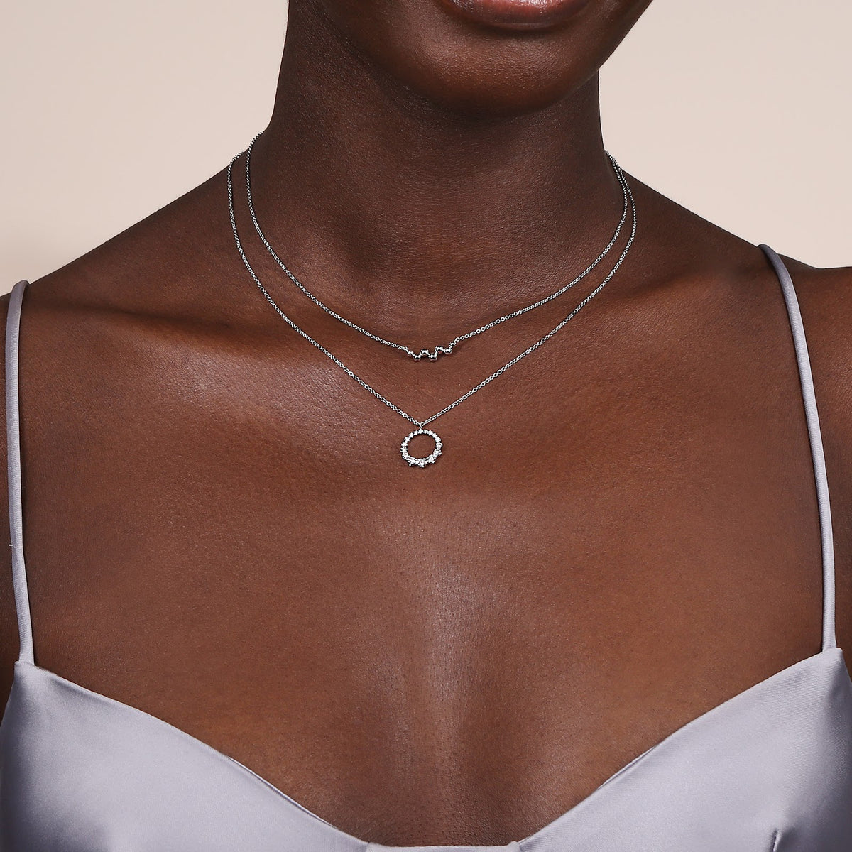 14K White Gold Diamond Pendant Necklace - View 4