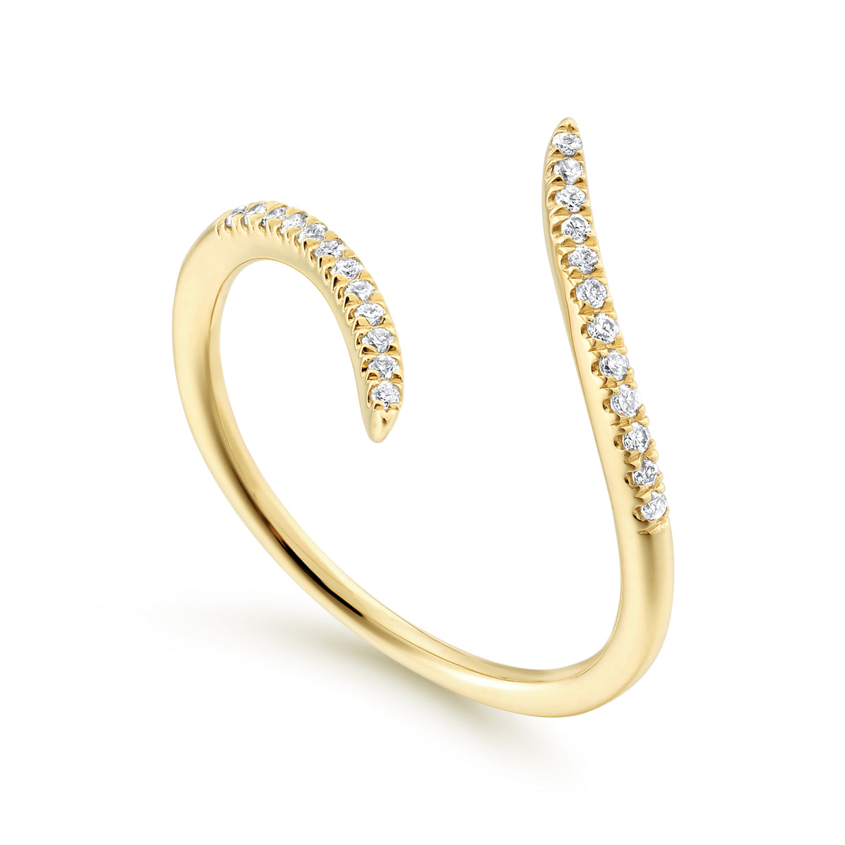 14K Yellow Gold Diamond Open Bypass Ring - View 3