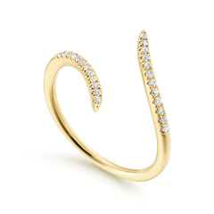 14K Yellow Gold Diamond Open Bypass Ring thumbnail 3