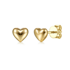 14K Yellow Gold Heart Plain Earrings thumbnail 1