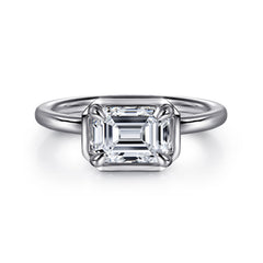 14K White Gold Emerald Cut Diamond Engagement Ring thumbnail 1