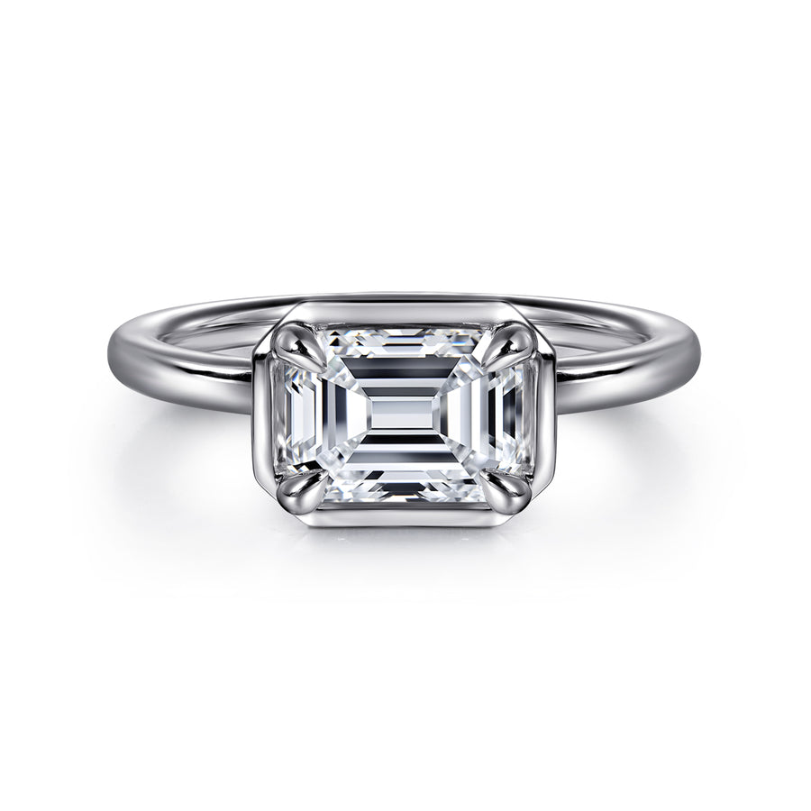 14K White Gold Emerald Cut Diamond Engagement Ring