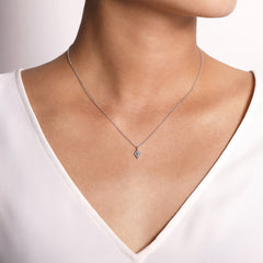 14K White Gold Pavé Diamond Pendant Necklace thumbnail 3