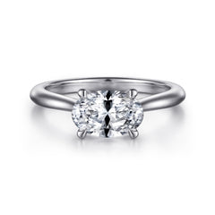 East-West Oval Solitaire Diamond Engagement Ring thumbnail 1