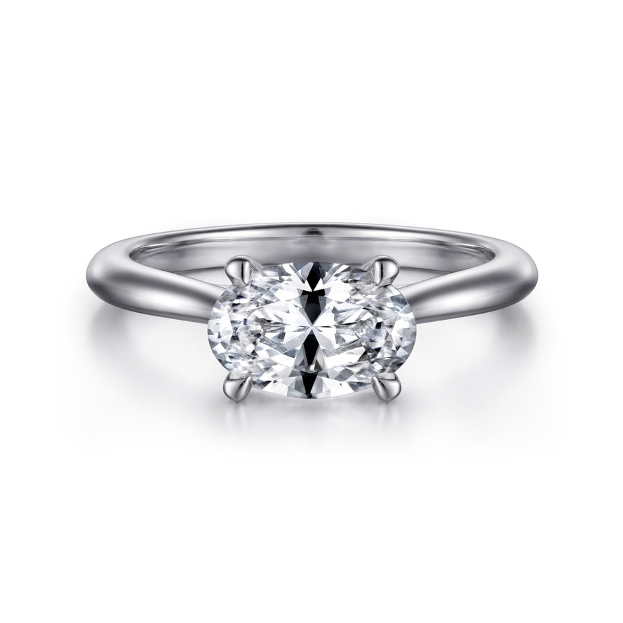 East-West Oval Solitaire Diamond Engagement Ring
