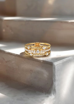Wide Band Easy-Stack Ring 14K Yellow Gold Diamond 0.35ct thumbnail 6