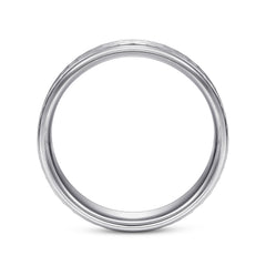 14K White Gold 6mm Men's Wedding Band in Hammered Finish thumbnail 2
