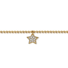 14K Yellow Gold Beaded and White Sapphire Star Charm Bracelet thumbnail 2