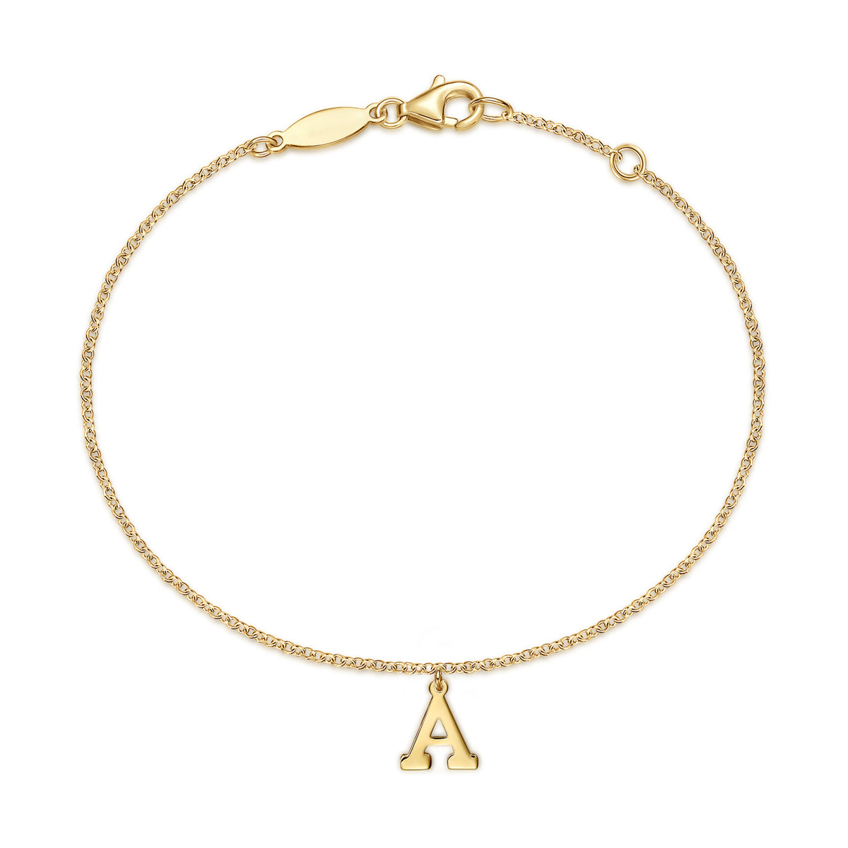 14K Yellow Gold Initial A Bracelet - View 1