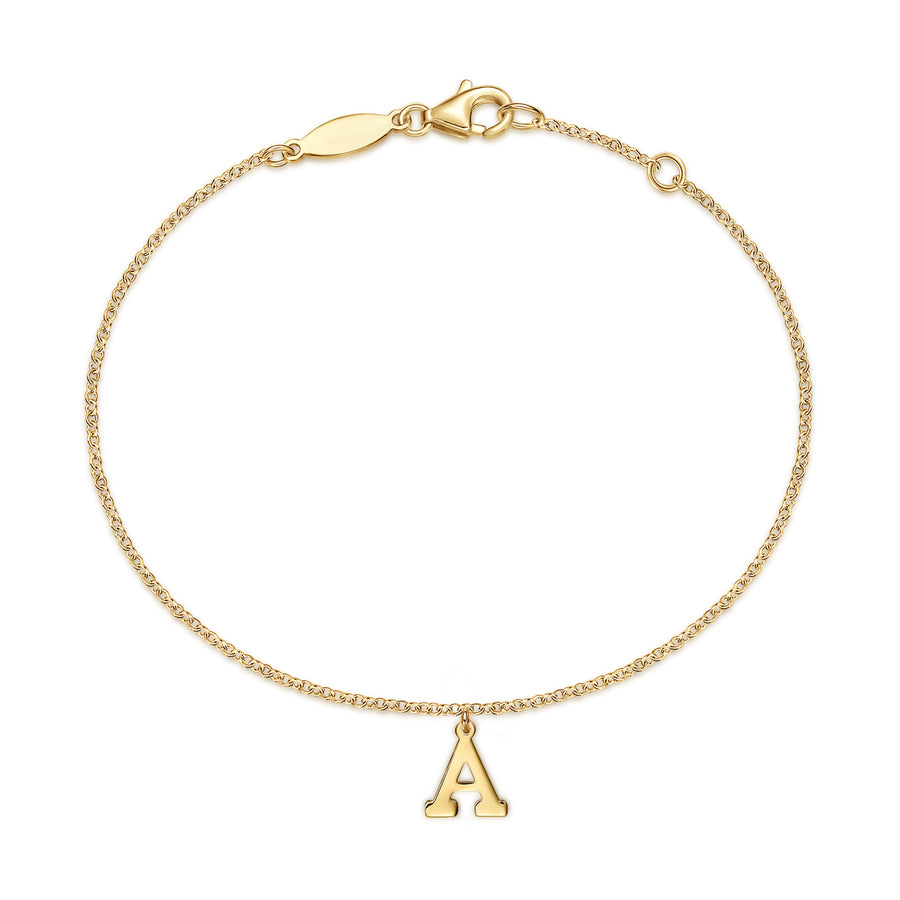 14K Yellow Gold Initial A Bracelet