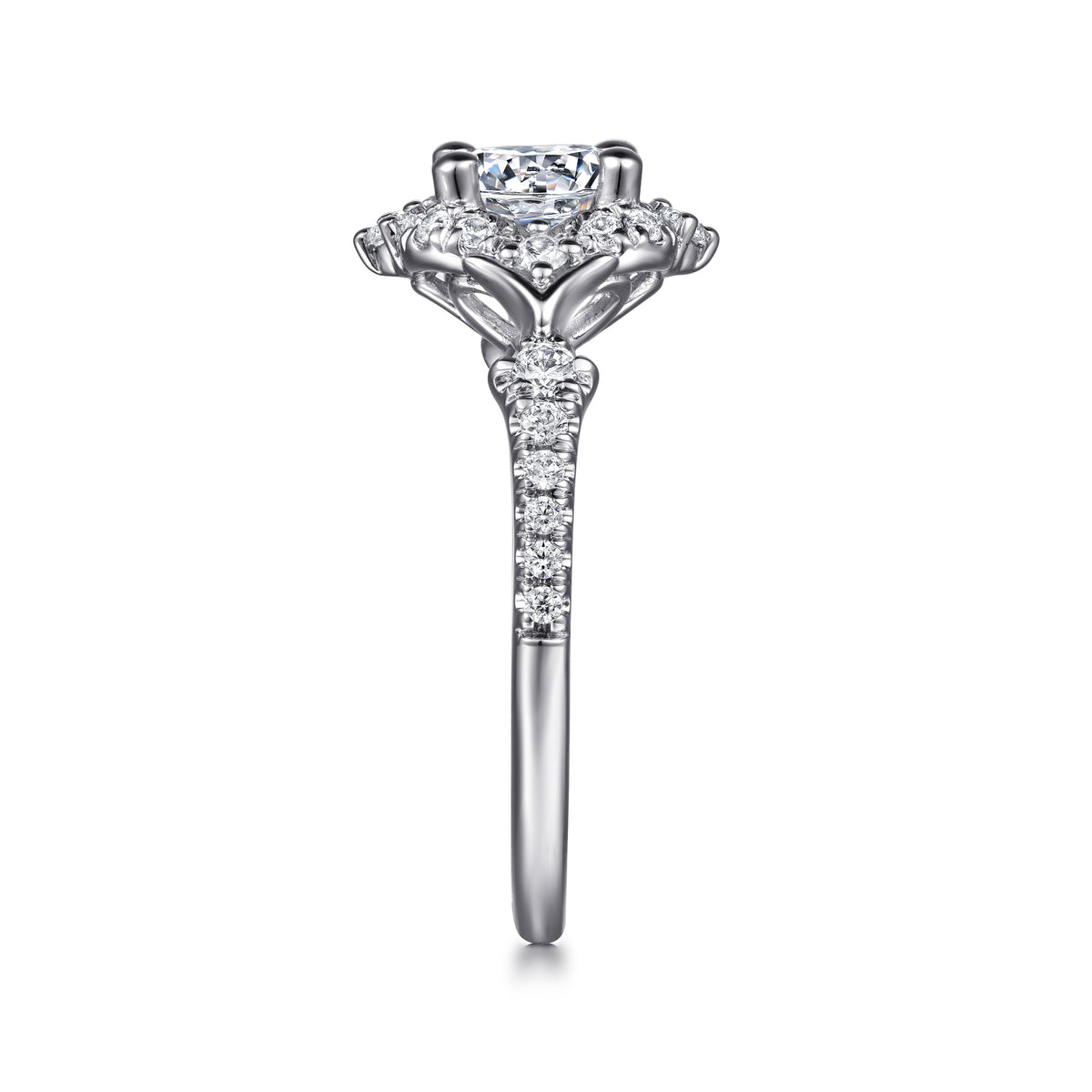 Victorian Round Halo Diamond Engagement Ring - 0.34 CTW - View 5