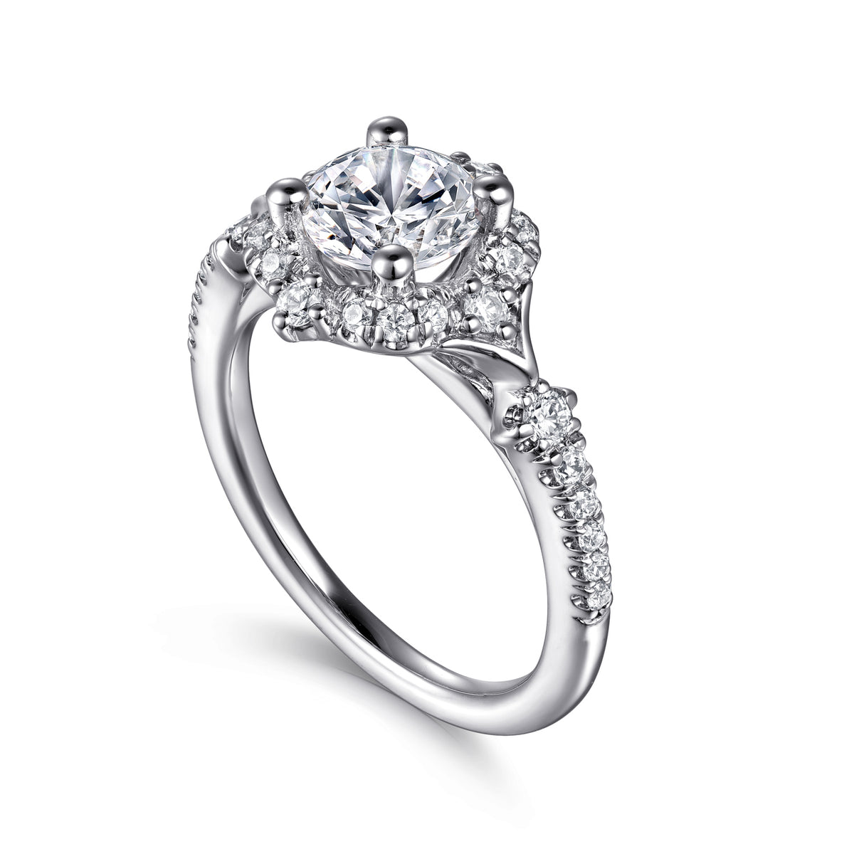 Victorian Round Halo Diamond Engagement Ring - 0.34 CTW - View 3