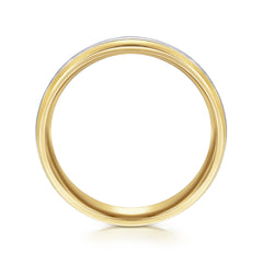 14K White-Yellow Gold 6mm Two Tone Men's Wedding Band in Satin Finish thumbnail 2