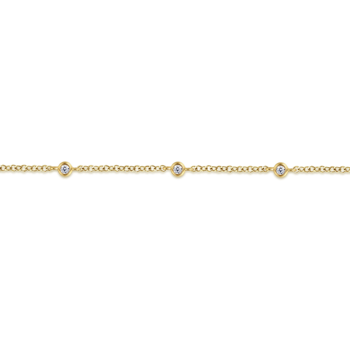 14K Yellow Gold Diamond Chain Bracelet - View 2