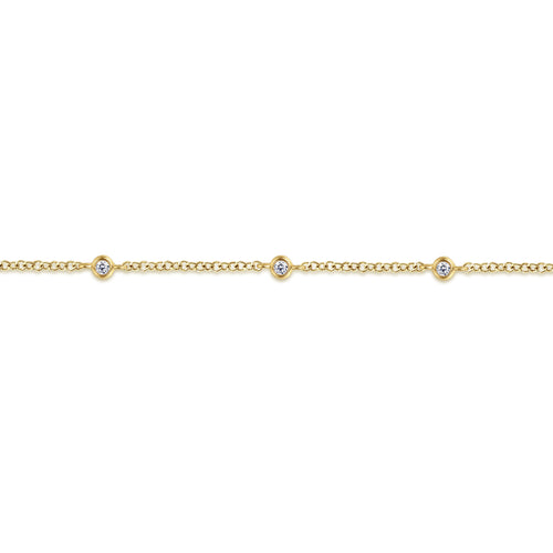 Bracelet chaîne en or jaune 14 carats serti de diamants